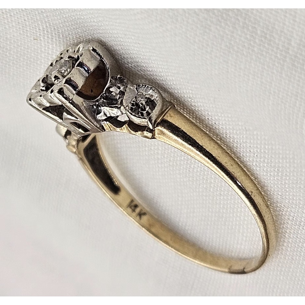 Vtg 14K Yellow Gold Diamond Ring 2.3g Fine Jewelry Size 7 - Picture 7 of 16